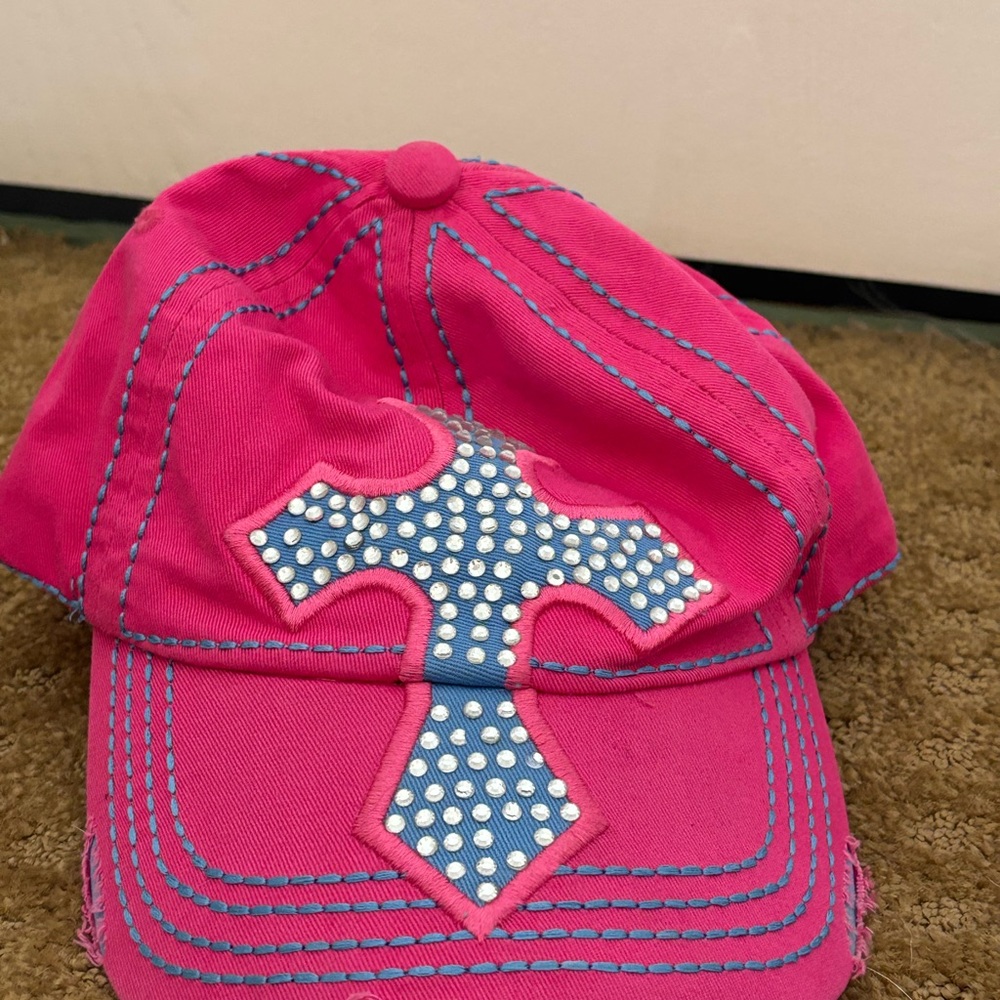 Y2K Pink Hat with Blue Accents